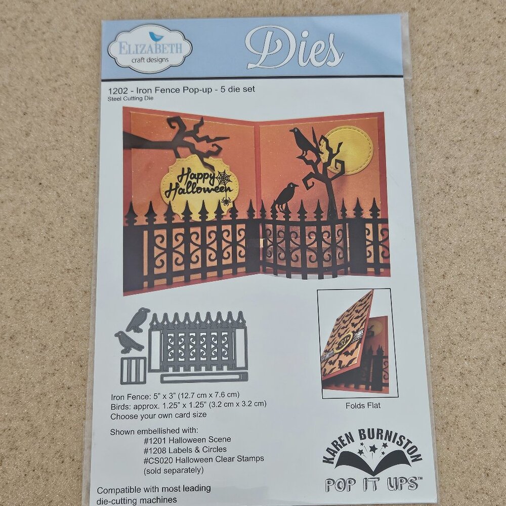 ELIZABETH CRAFT DESIGNS METAL DIES IRON FENCE 1202 KAREN BURNISTON POP IT UPS